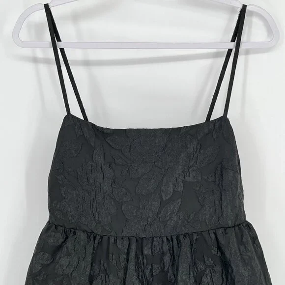 J. Crew Dress Size 10 tiered, black, brocade Babydoll Formal Adjustable Straps - Picture 7 of 13